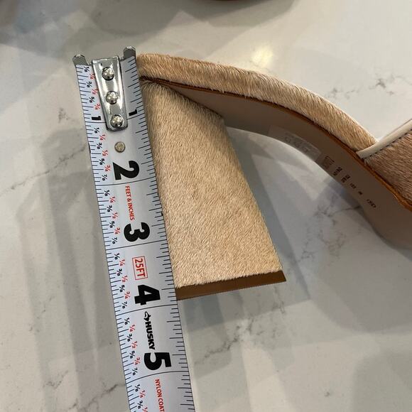 Schutz Lizah Wild Welt Mohair Heels Chunky Block Heel Tan Leather Size 8 - Picture 9 of 9